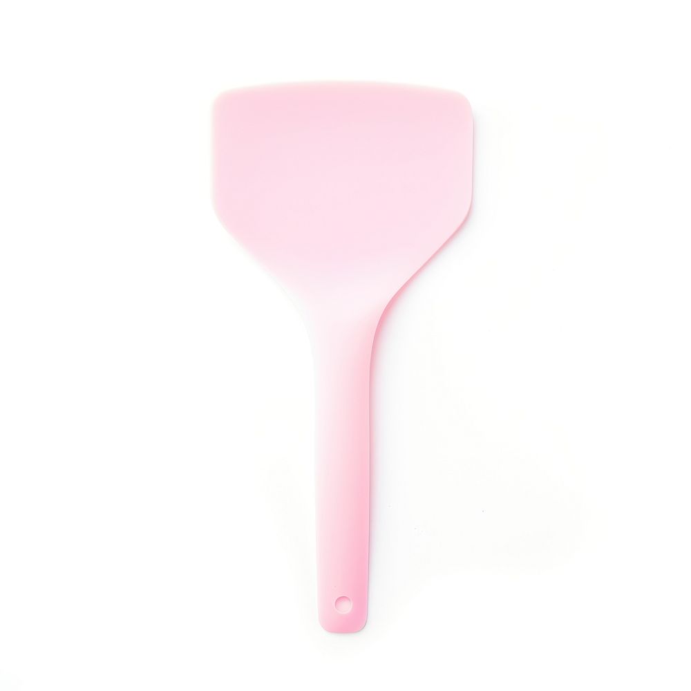 A pink rubber spatula spoon tool white background.