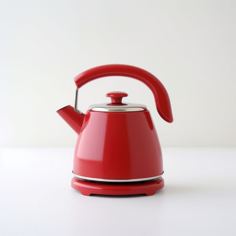 A red retro minimal mini kettle small appliance cookware ceramic.
