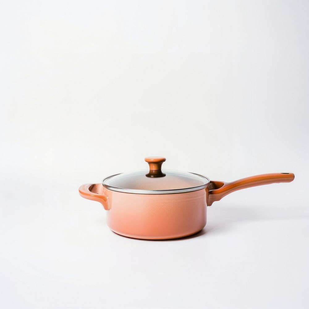 Saucepan cookware pot white background.
