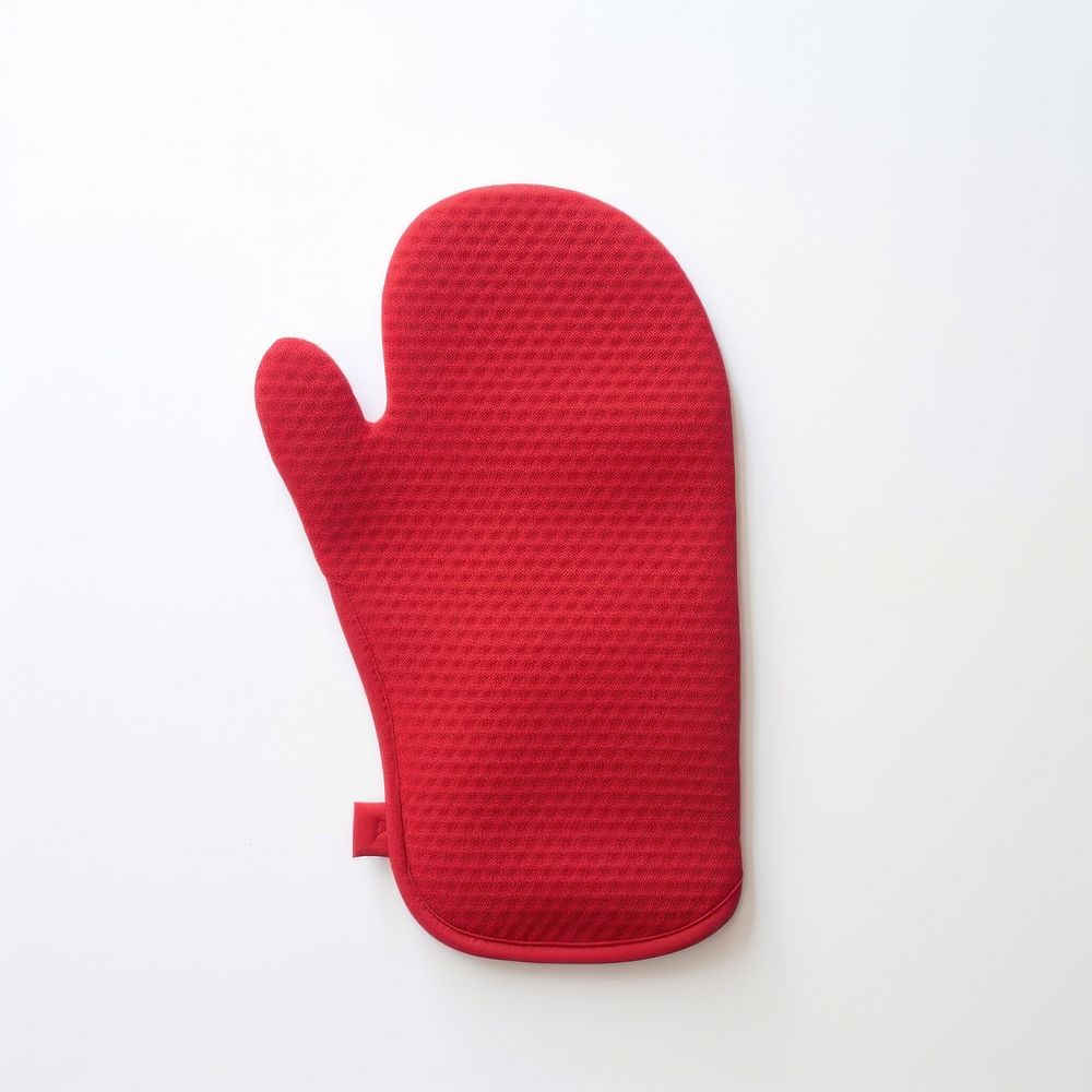A silicone red oven mitt white background simplicity textile.