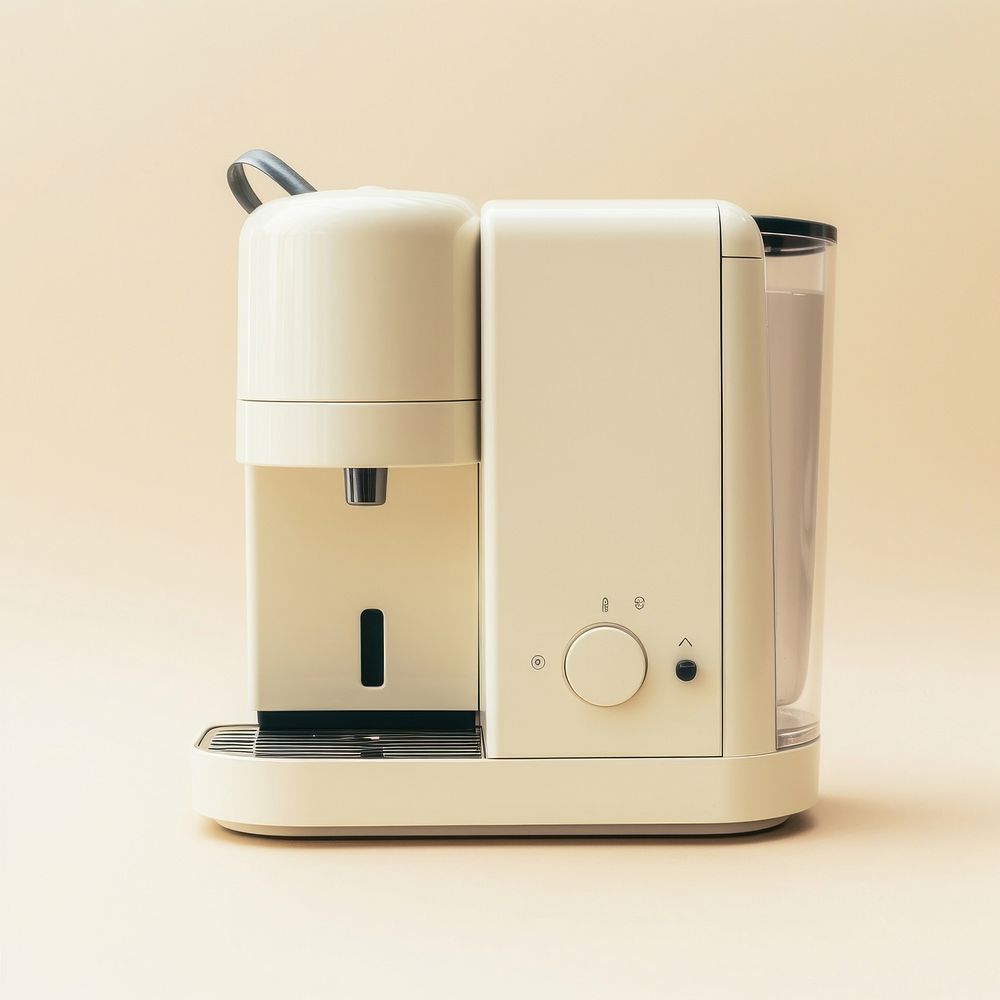 A white minimal beige coffee machine appliance mixer coffeemaker.