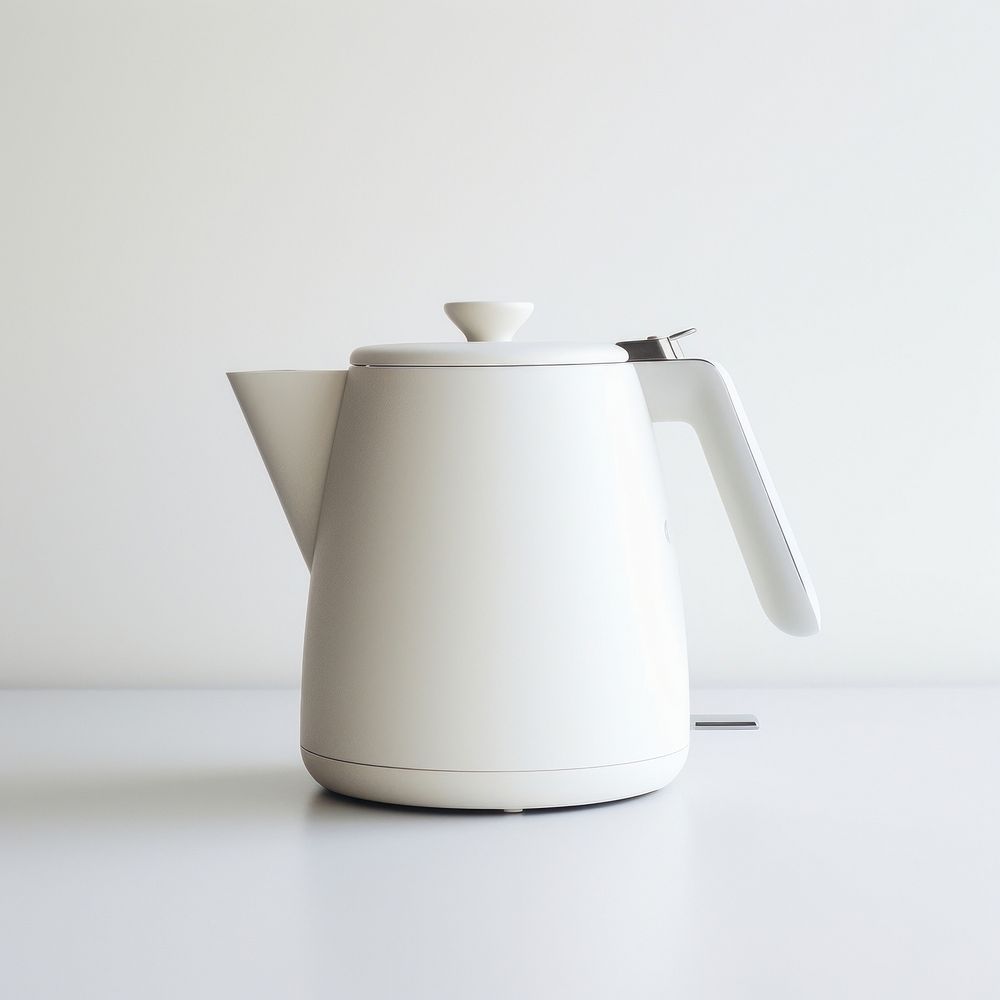 A white minimal gelectric kettle teapot tableware lighting.