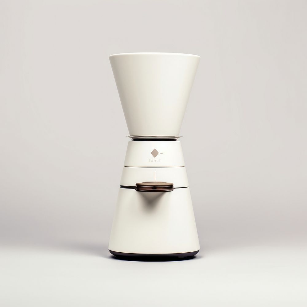 A white minimal opus conical burr grinder mixer coffeemaker technology.