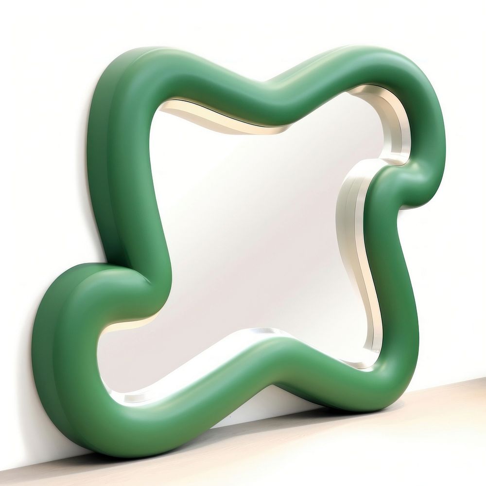 Green squiggle mirror for wall white background accessories rectangle.