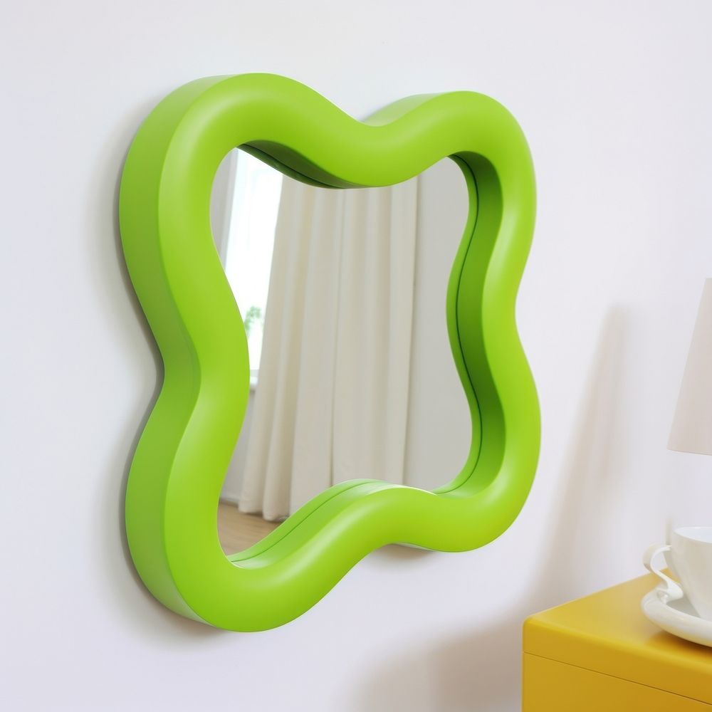 Lime green squiggle mirror for wall furniture indoors balloon.