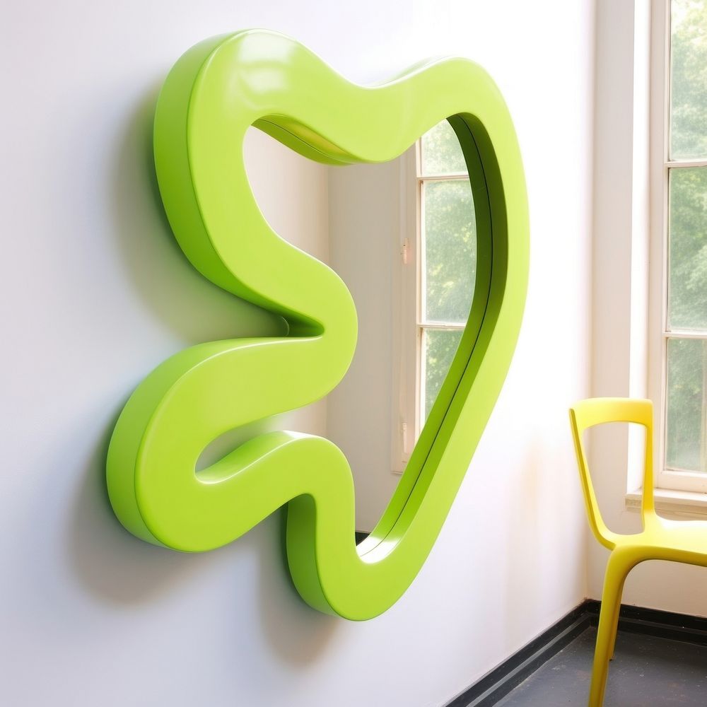 Lime green squiggle mirror for wall furniture creativity toothbrush.