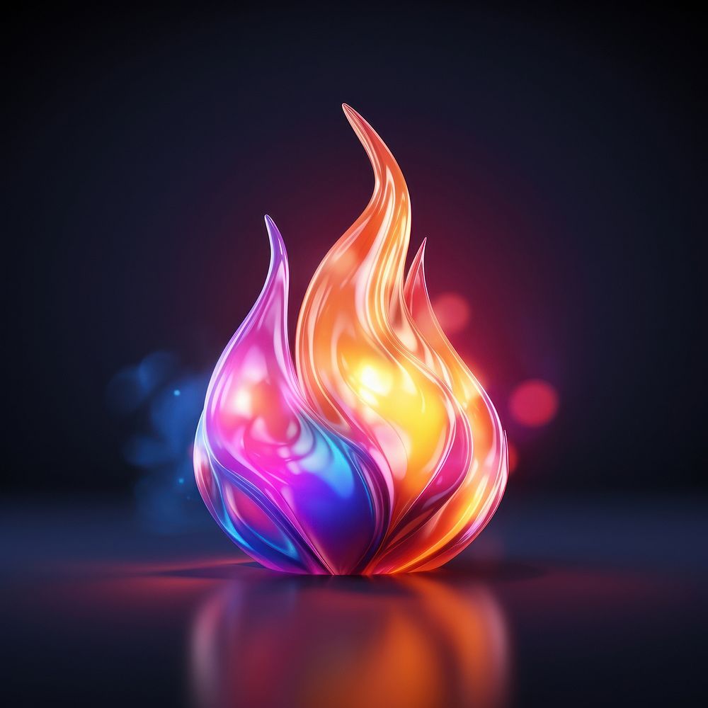 3D render of neon fire icon lighting illuminated creativity.