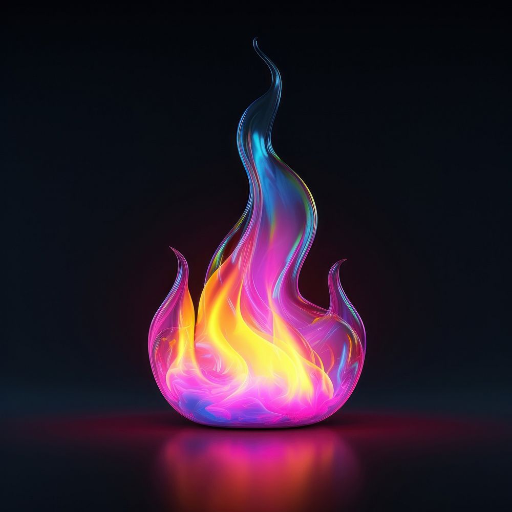 3D render neon fire icon | Free Photo Illustration - rawpixel