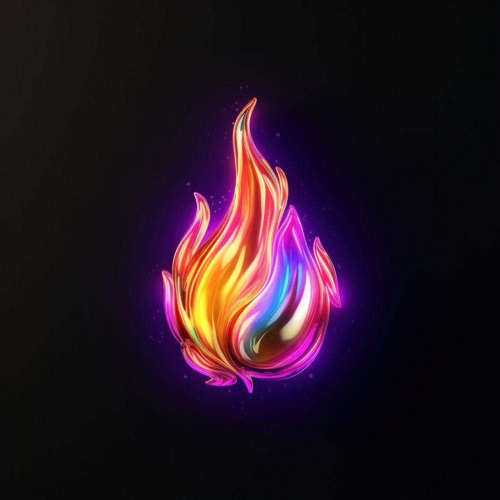 3D render of neon mini fire icon light illuminated creativity.