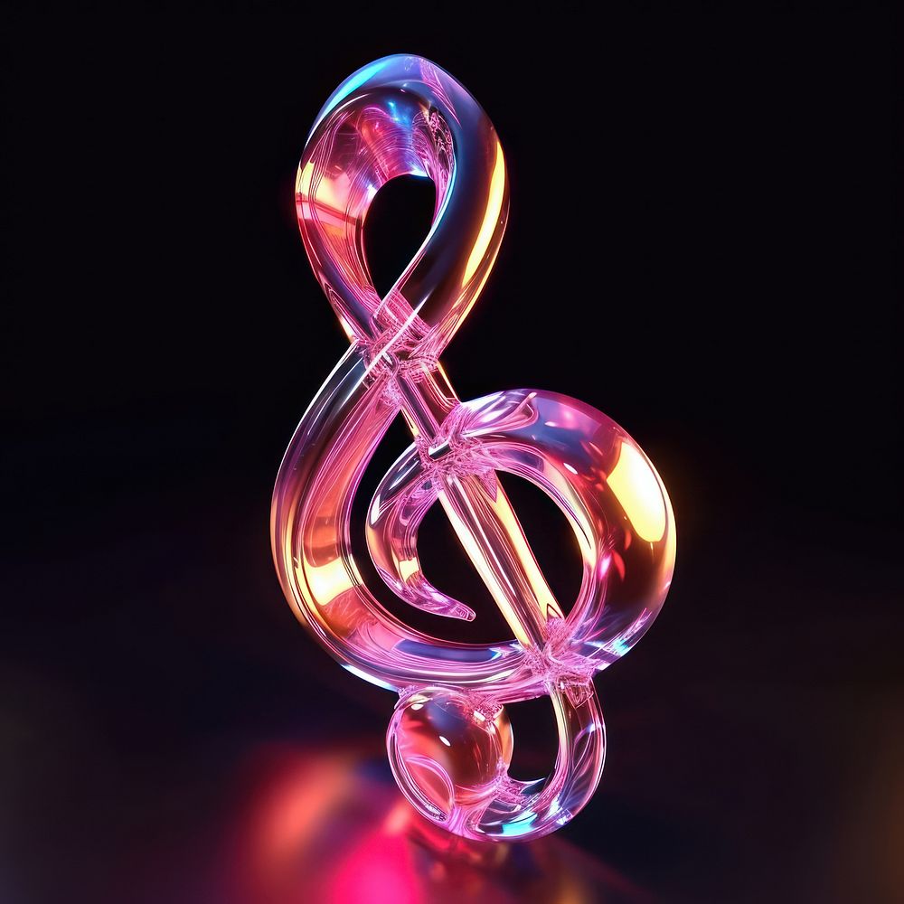 3D render of neon music icon illuminated performance celebration.