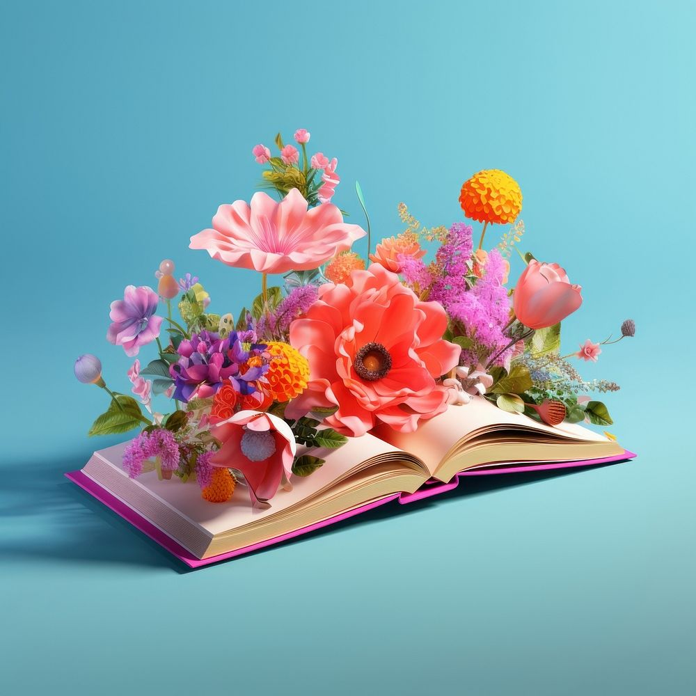 Open book with flowers plant petal inflorescence.