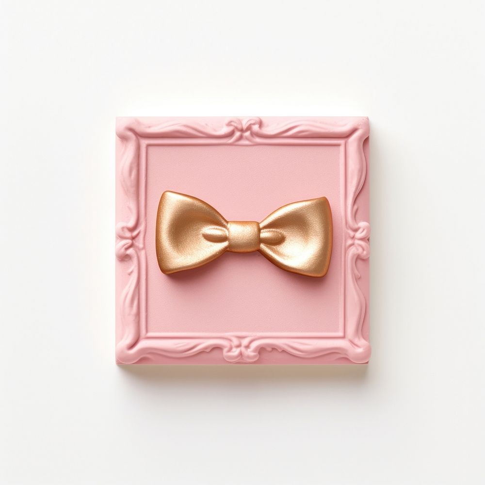 Rectangle gold pink bow. AI generated Image by rawpixel.