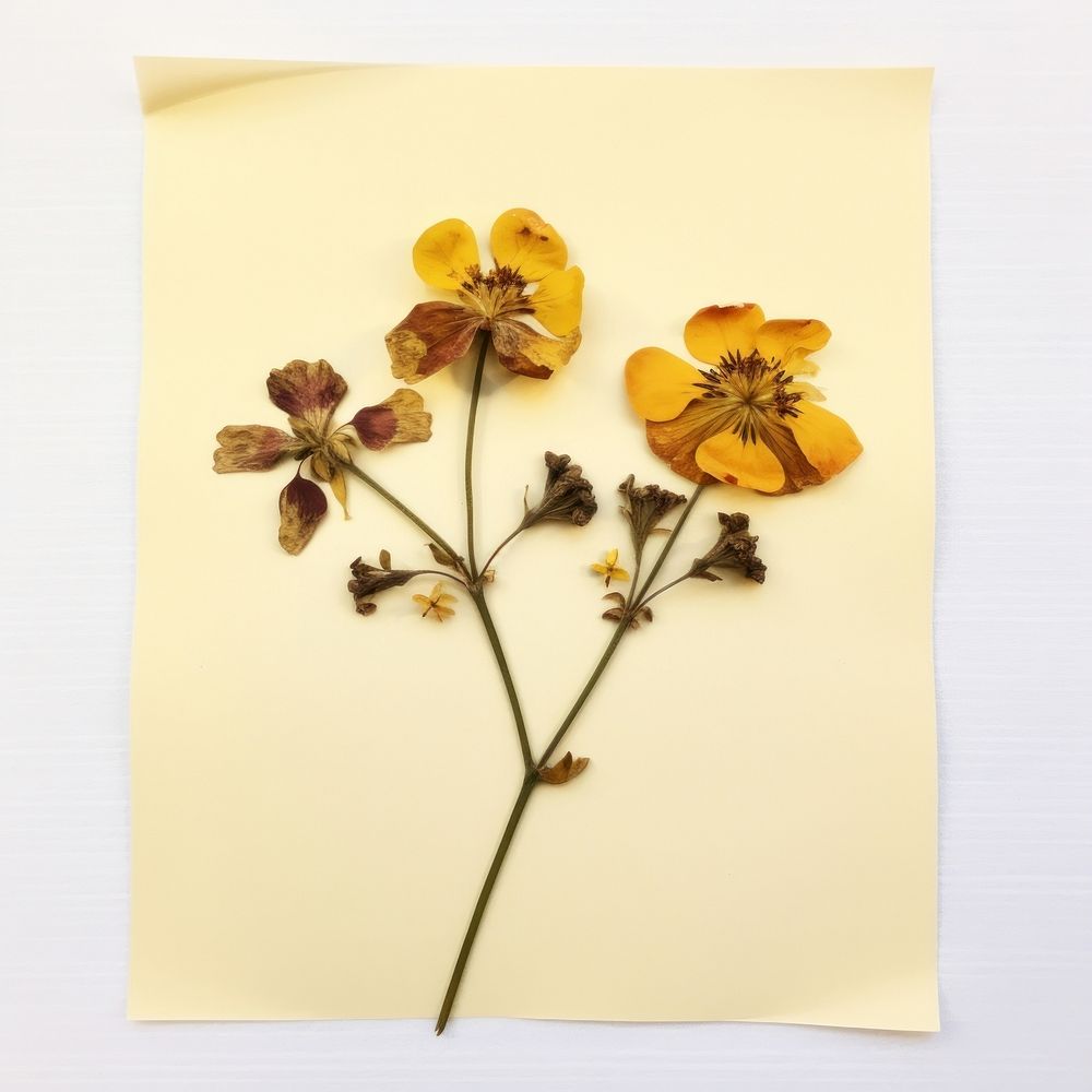 Real Pressed a wallflower plant petal paper.