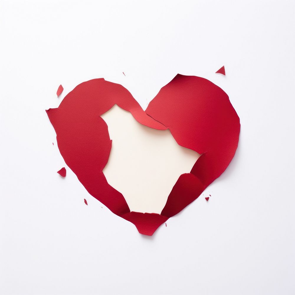 Heart paper red white background.