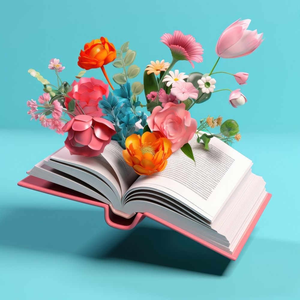 Open book with flowers publication plant petal.