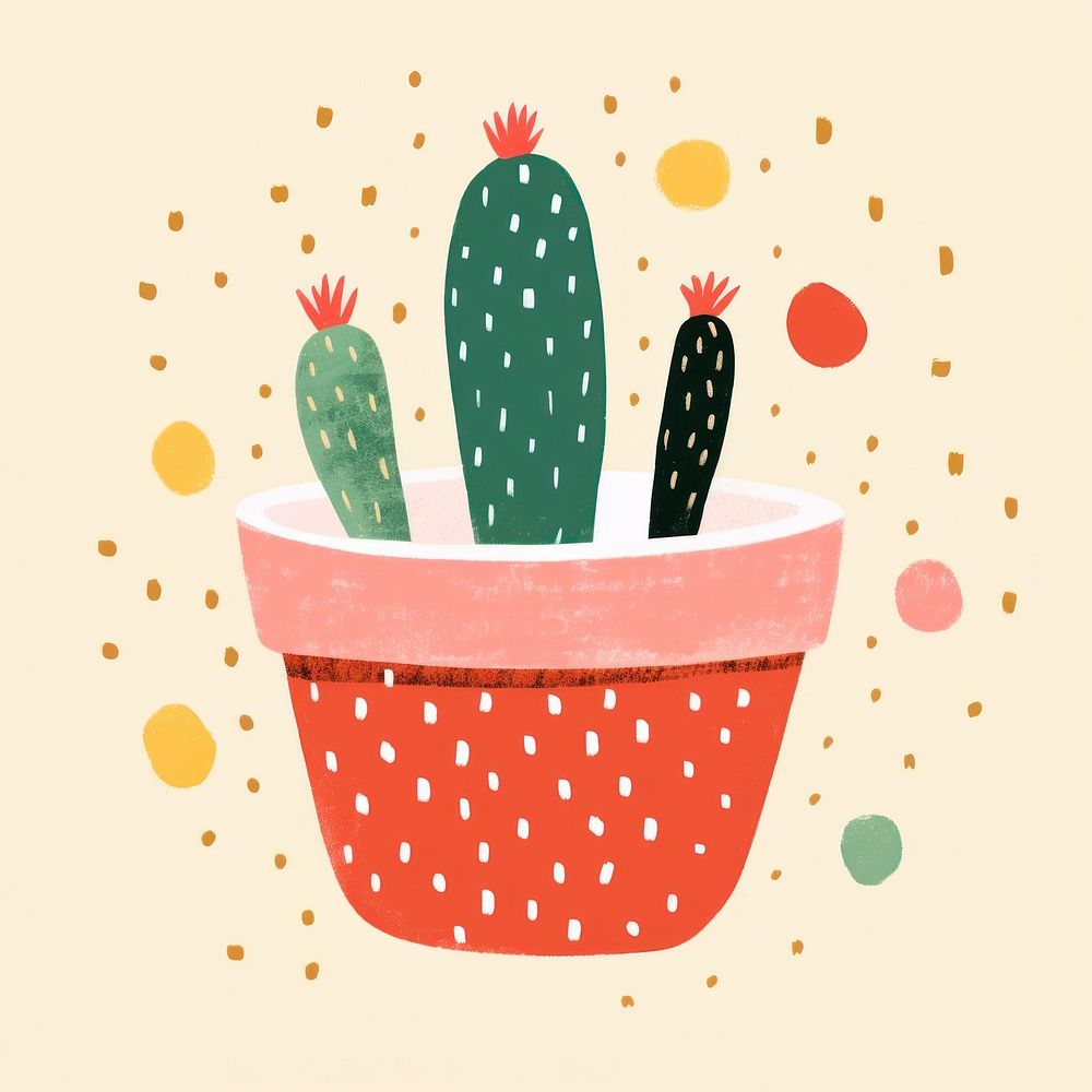 Cactus pot pattern plant flowerpot.