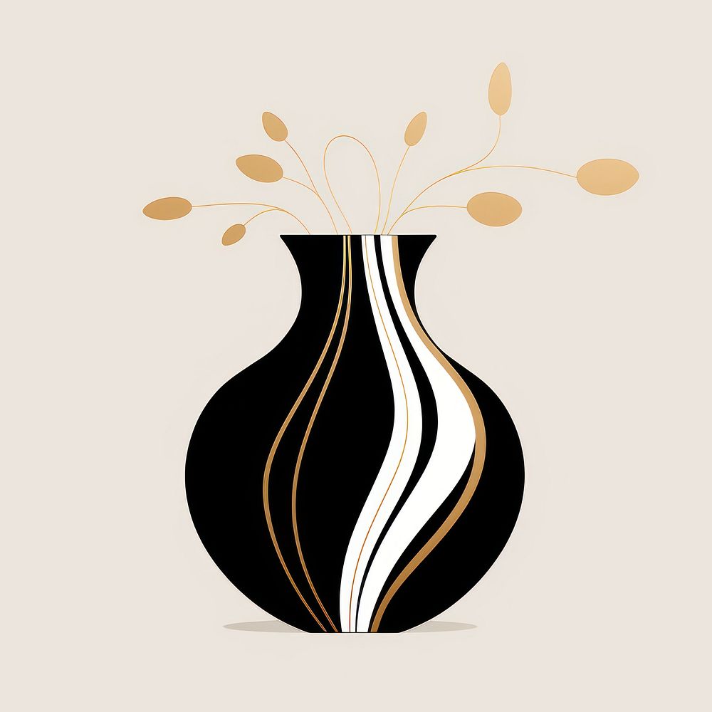 Black and gold minimal vase art creativity decoration.