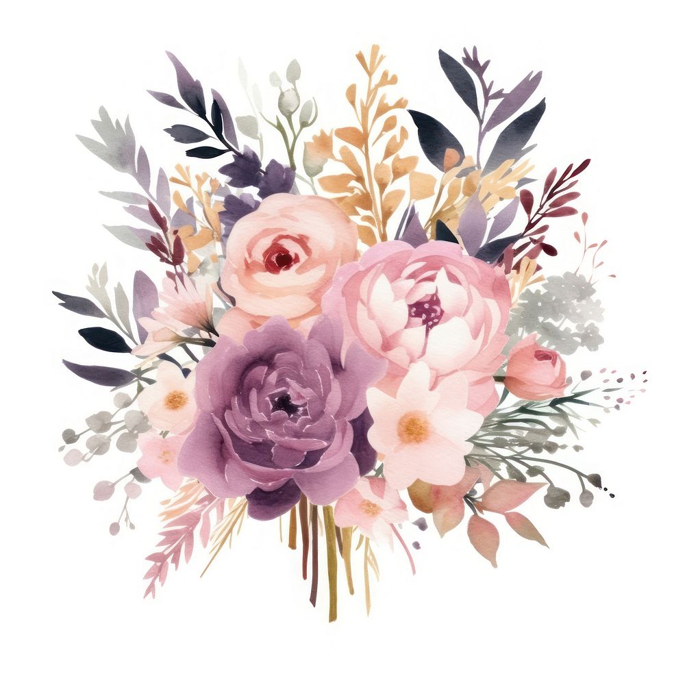 Floral bouquet hand drawn watercolor painting pattern flower.
