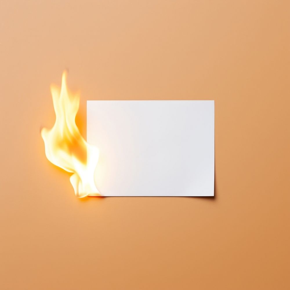 Burning white card fire burning flame.