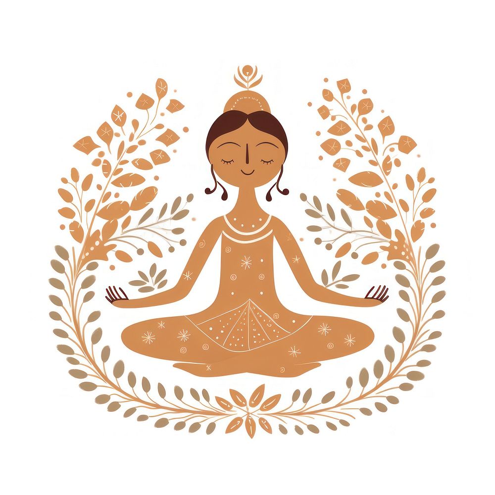 Girl in yoga pattern art representation. AI generated Image by rawpixel.