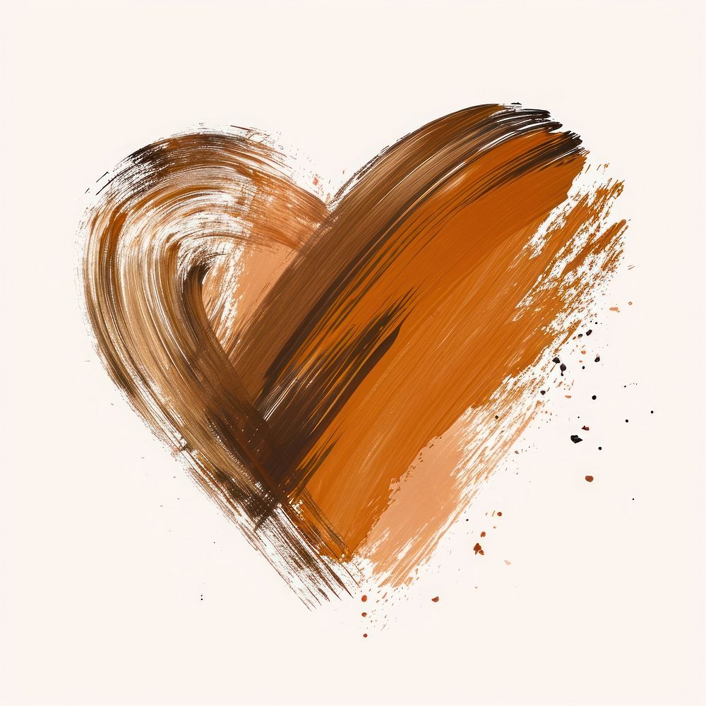 Heart with a brown brush stroke backgrounds abstract painting.