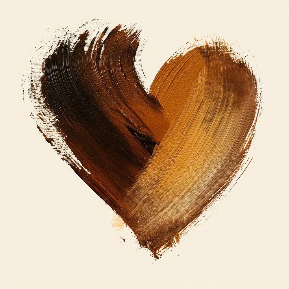 Heart with a brown brush stroke backgrounds abstract paint.