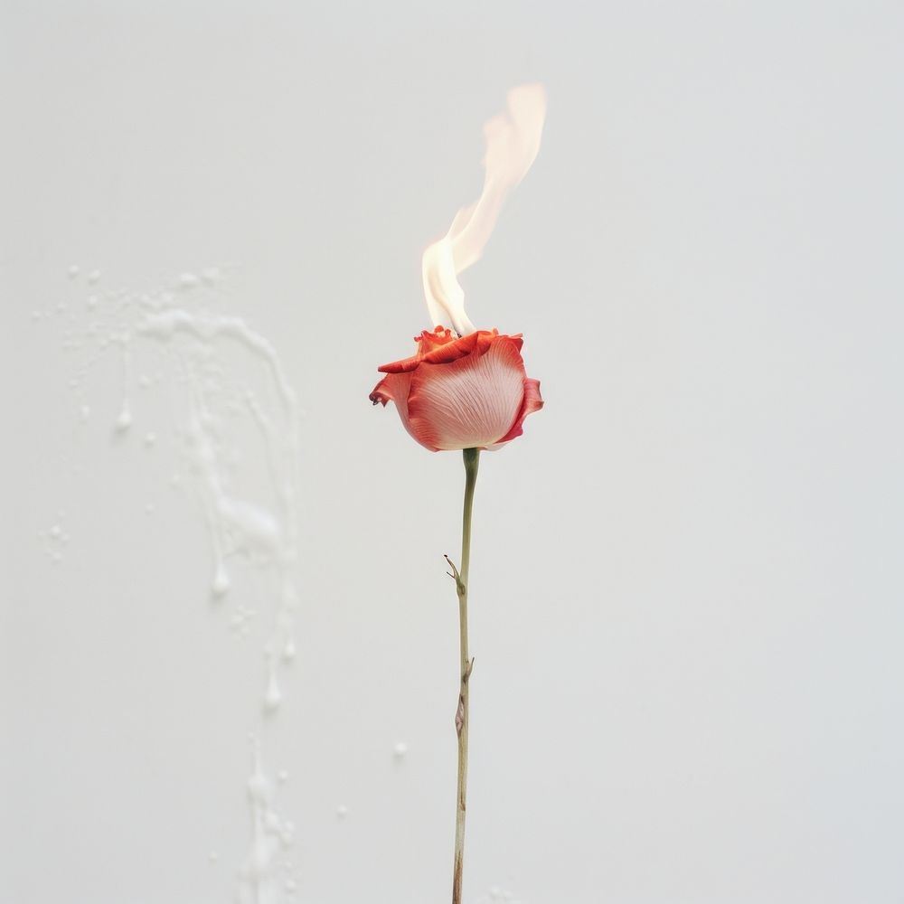 Small Burning rose fire burning flower.