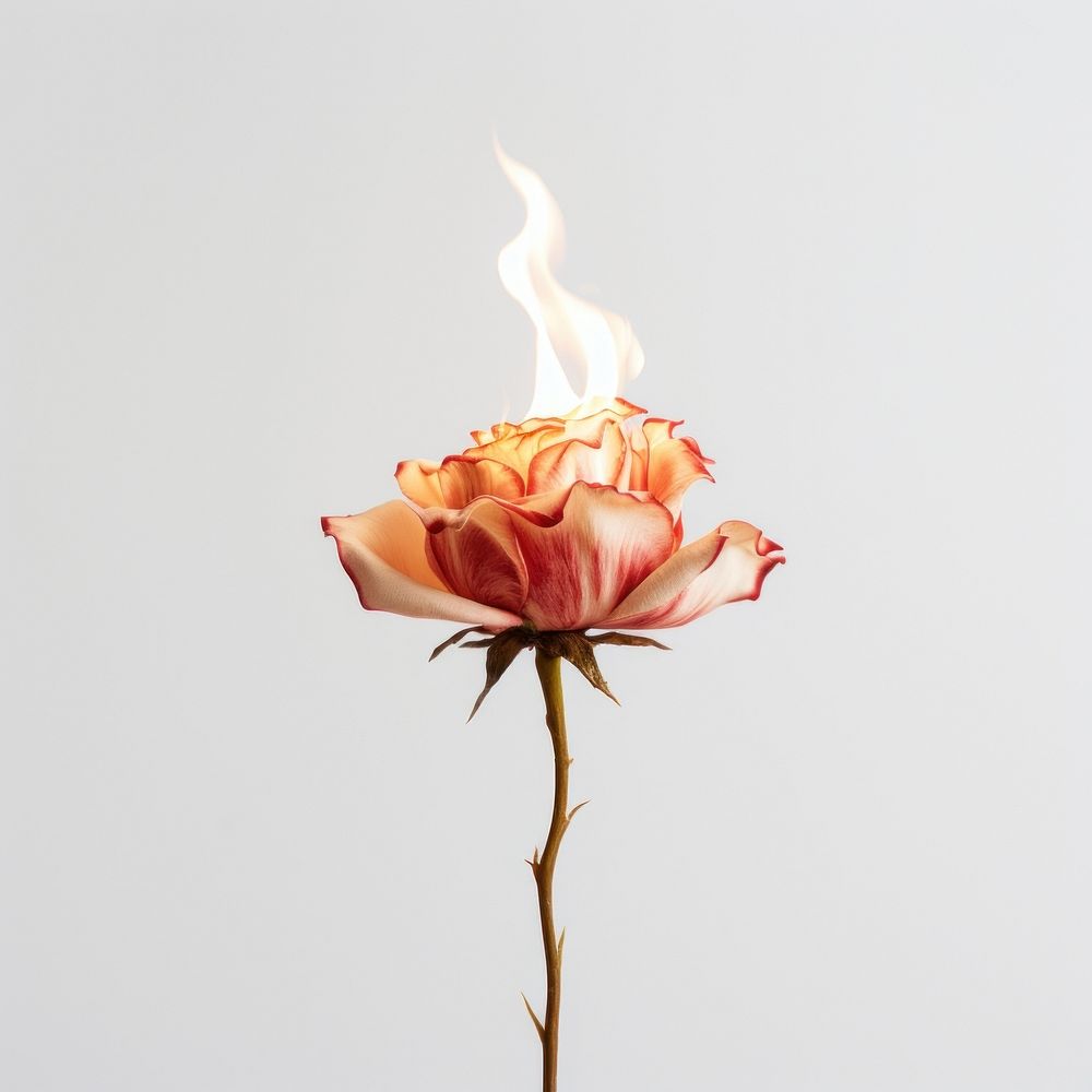Burning rose aesthetic flower fire burning petal.