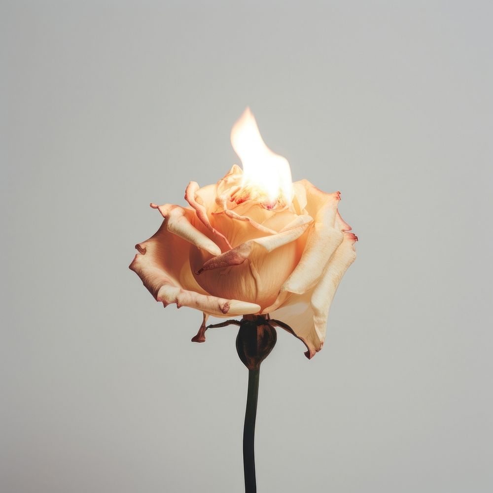 Burning rose aesthetic flower fire burning petal.