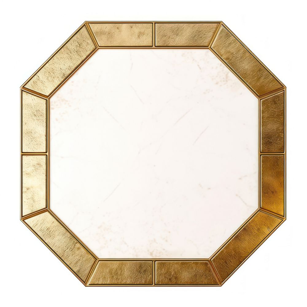 Octagon frame gold white background.