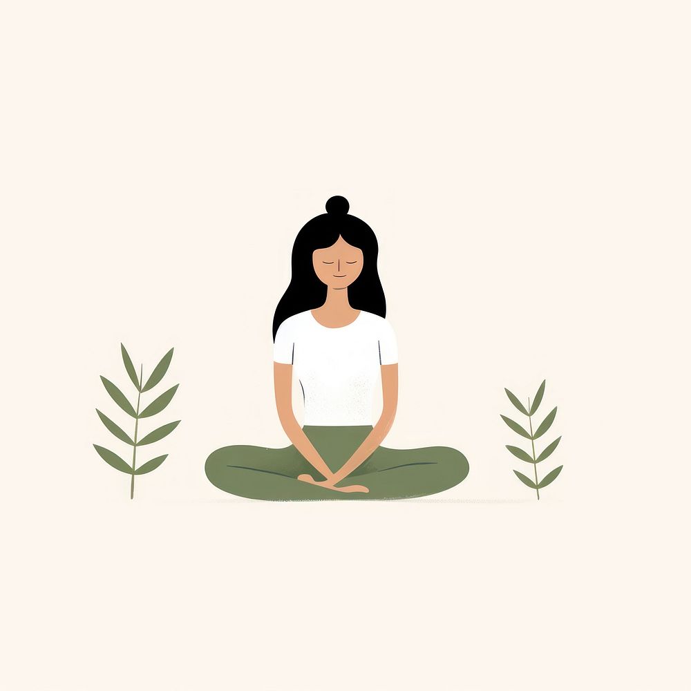 Girl in yoga adult cross-legged spirituality. AI generated Image by rawpixel.