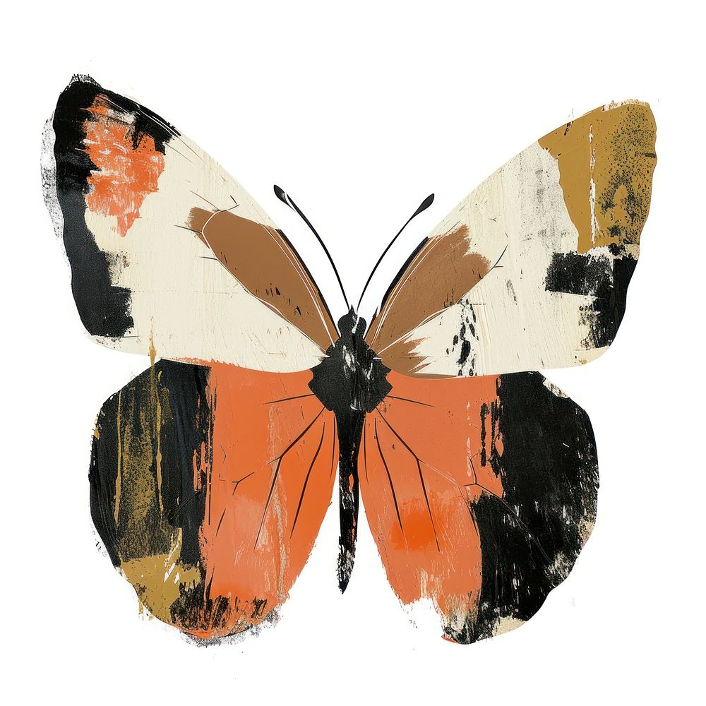 Butterfly with a Earth Tone brush stroke painting insect animal.