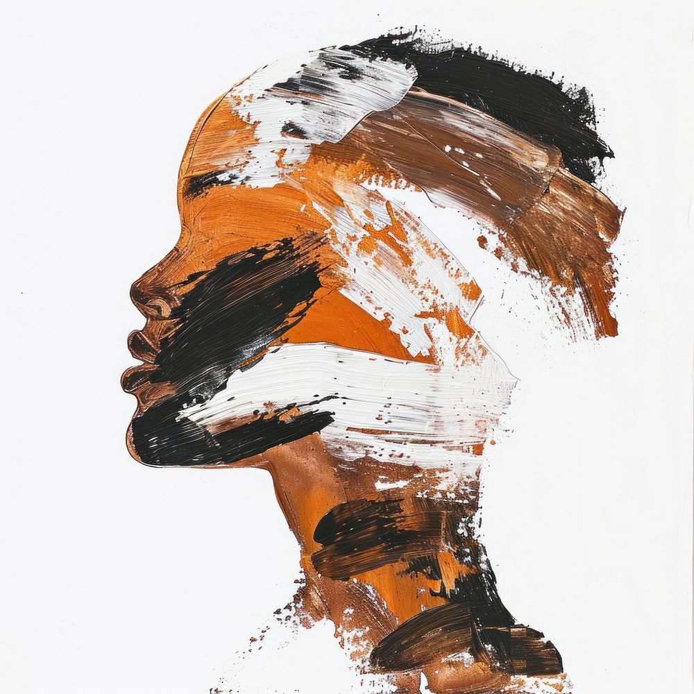 Man with a brown brush stroke painting art splattered.
