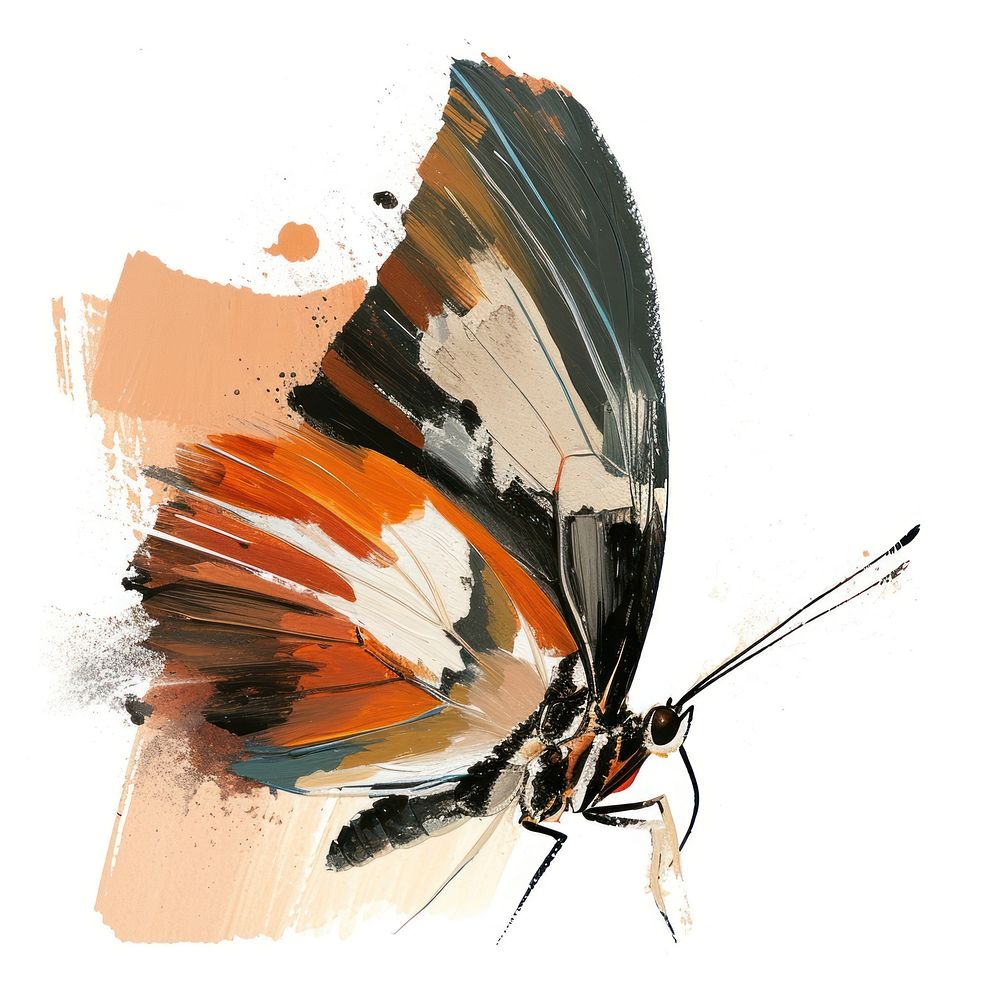 Butterfly with a Earth Tone brush stroke painting insect animal.