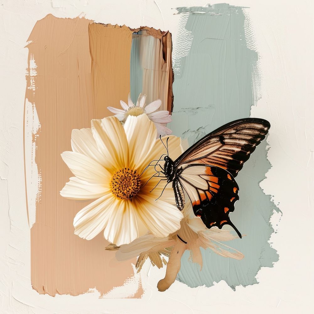 Butterfly flower art painting.