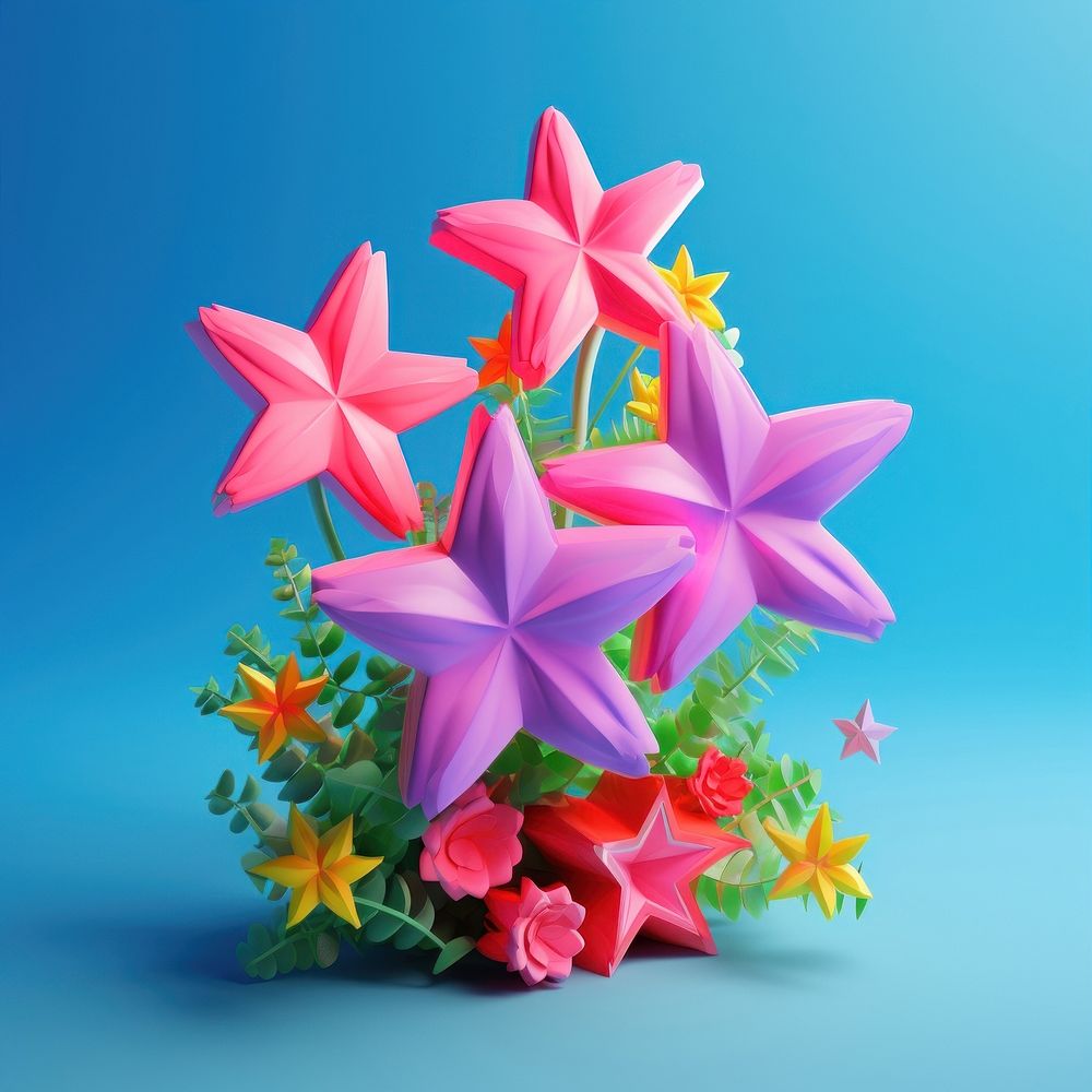 3d Surreal of a icon star flower plant inflorescence.