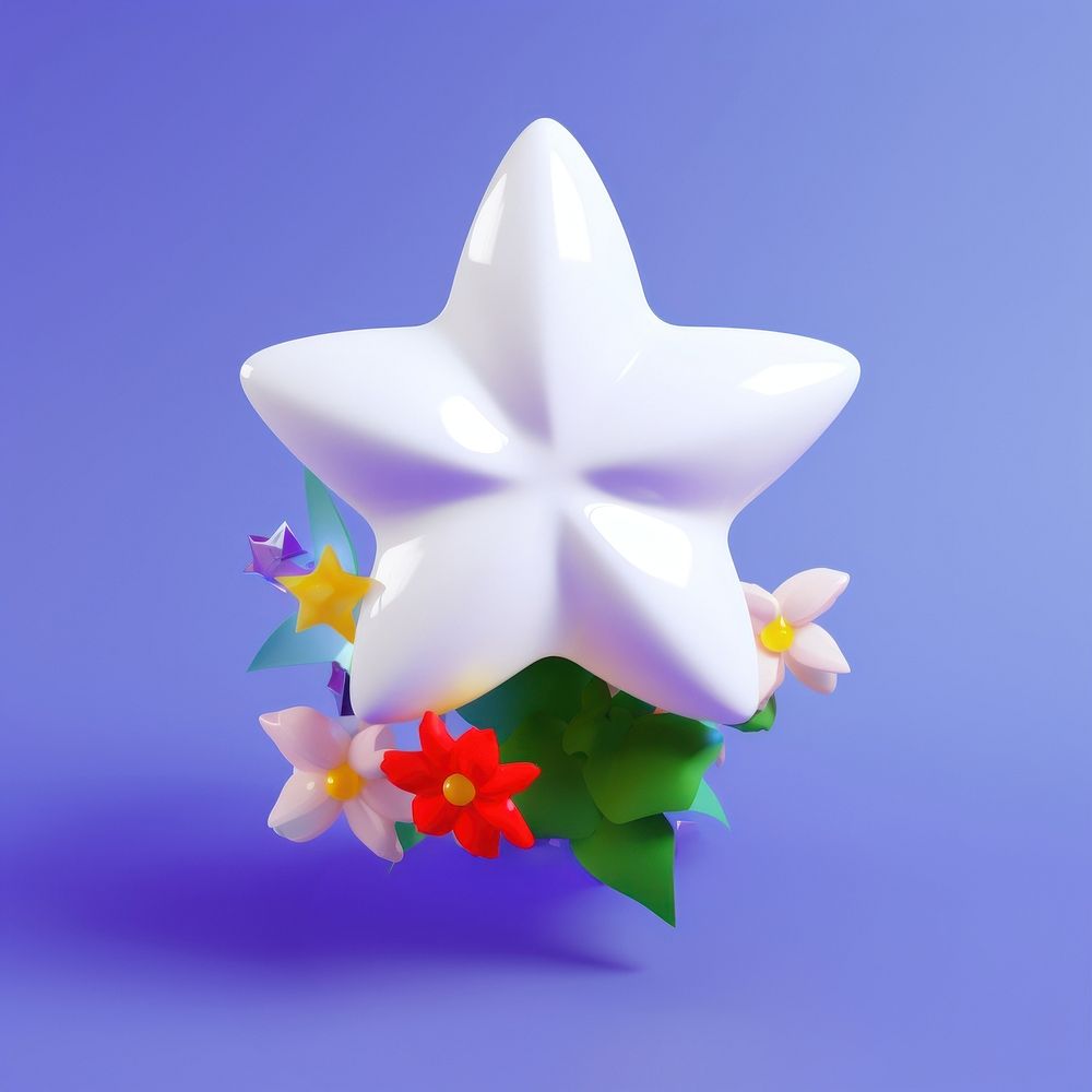 3d Surreal of a icon star flower plant celebration.