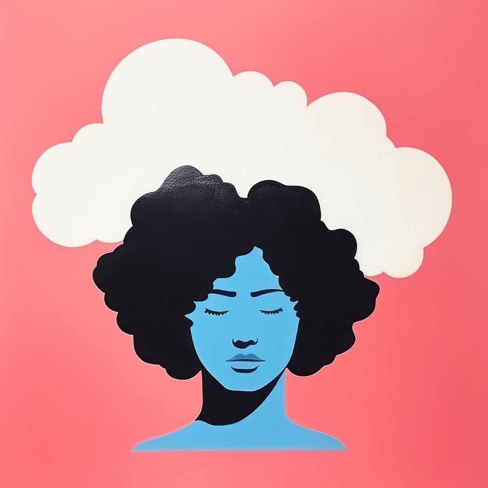 Silhouette shape of a woman with cloud art adult face. AI generated Image by rawpixel.