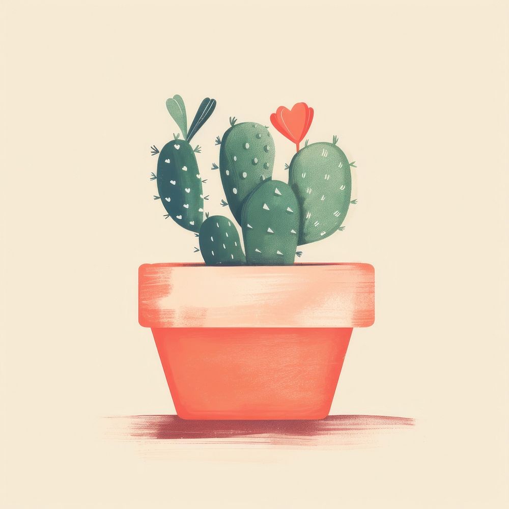 Cactus pot pattern heart plant houseplant creativity.