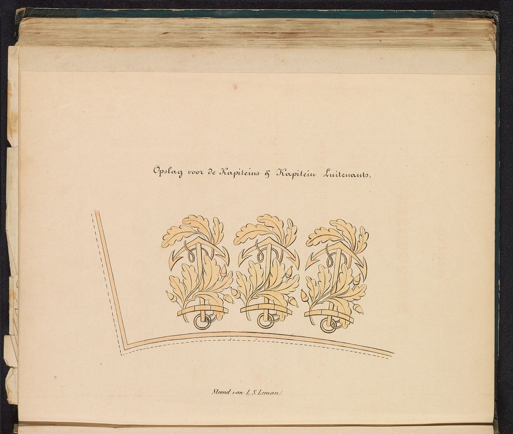 Borduursel voor het uniform voor de kapiteins en kapitein-luitenants van de Marine, 1845 (1845) by Louis Salomon Leman and…