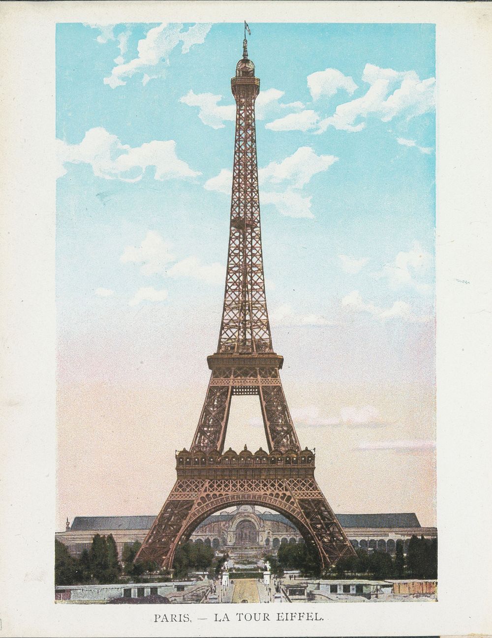 Gezicht op de Eiffeltoren in Parijs (c. 1900 - c. 1930) by anonymous