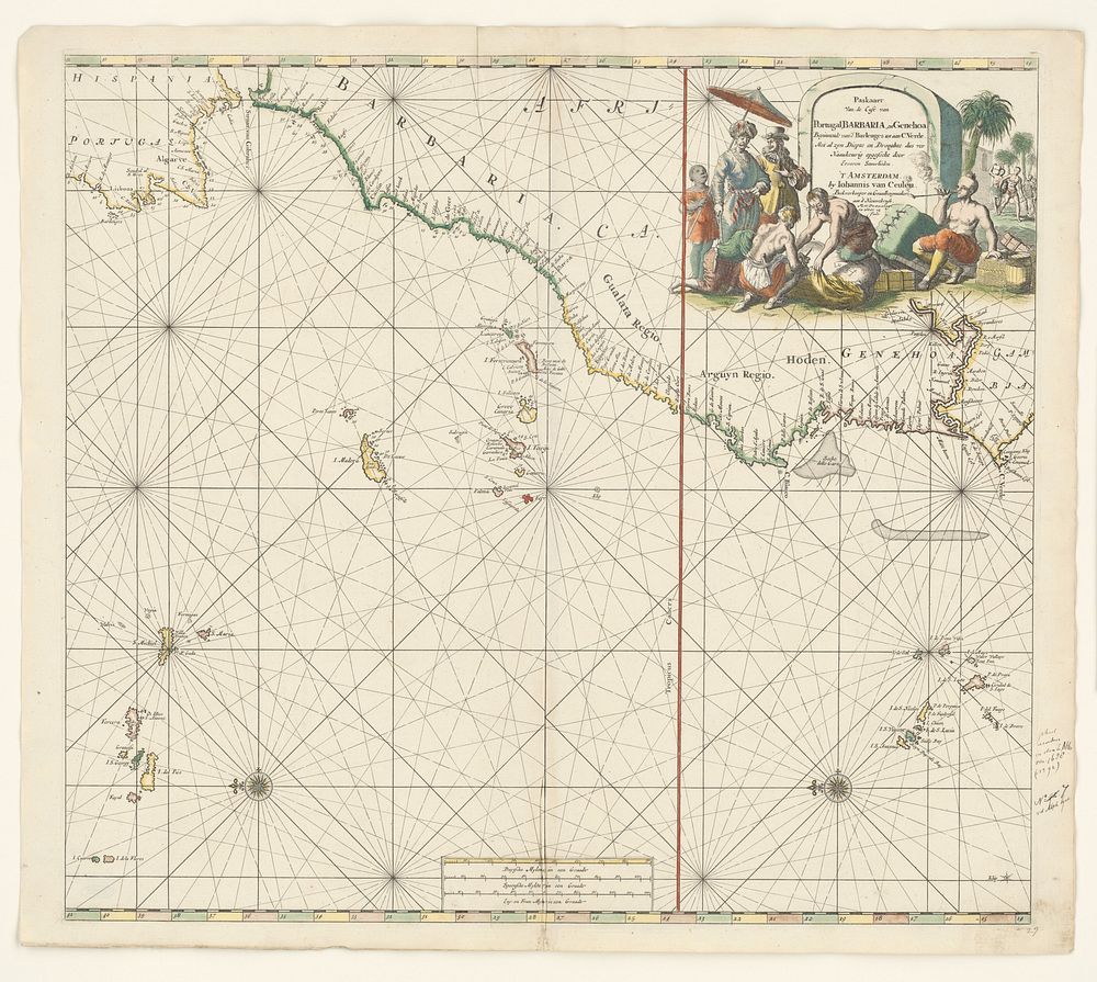 Paskaart van de kust van Portugal tot aan Gambia (1680 - 1715) by Jan Luyken and Johannes van Keulen I
