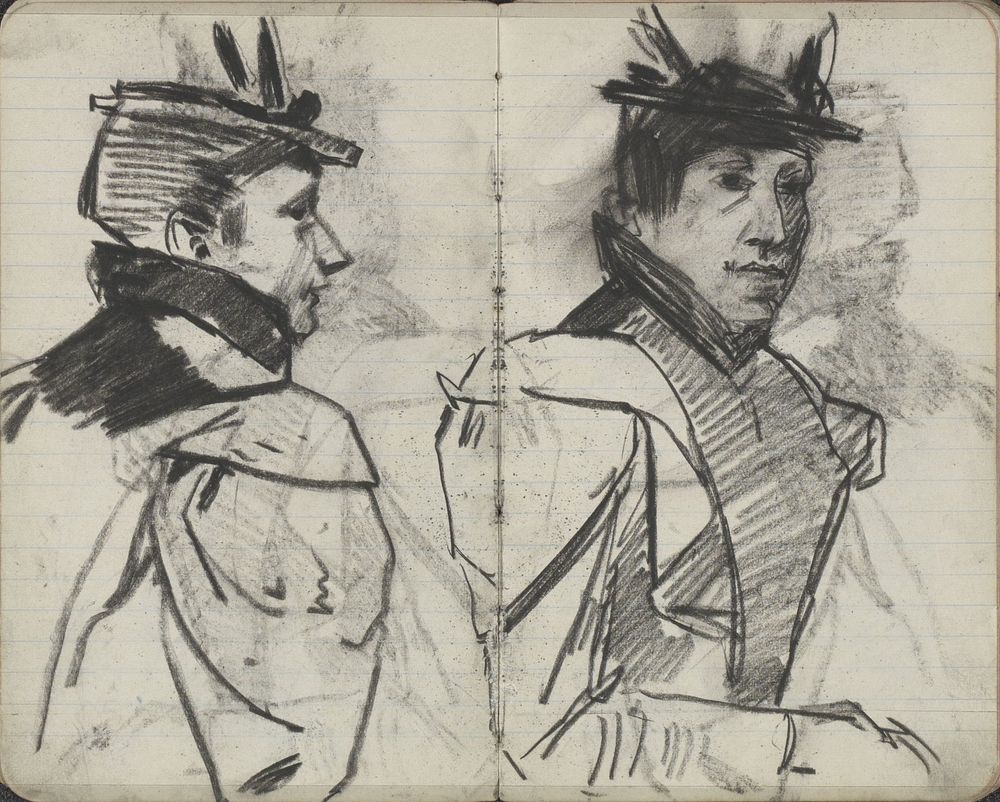 Twee portretstudies van een onbekende vrouw (1893 - 1898) by George Hendrik Breitner