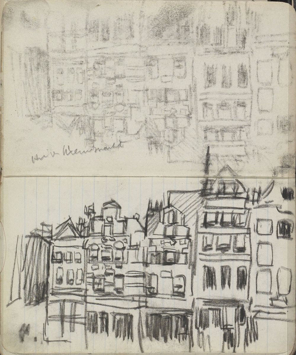 Huizen aan de Nieuwmarkt te Amsterdam (1893 - 1898) by George Hendrik Breitner