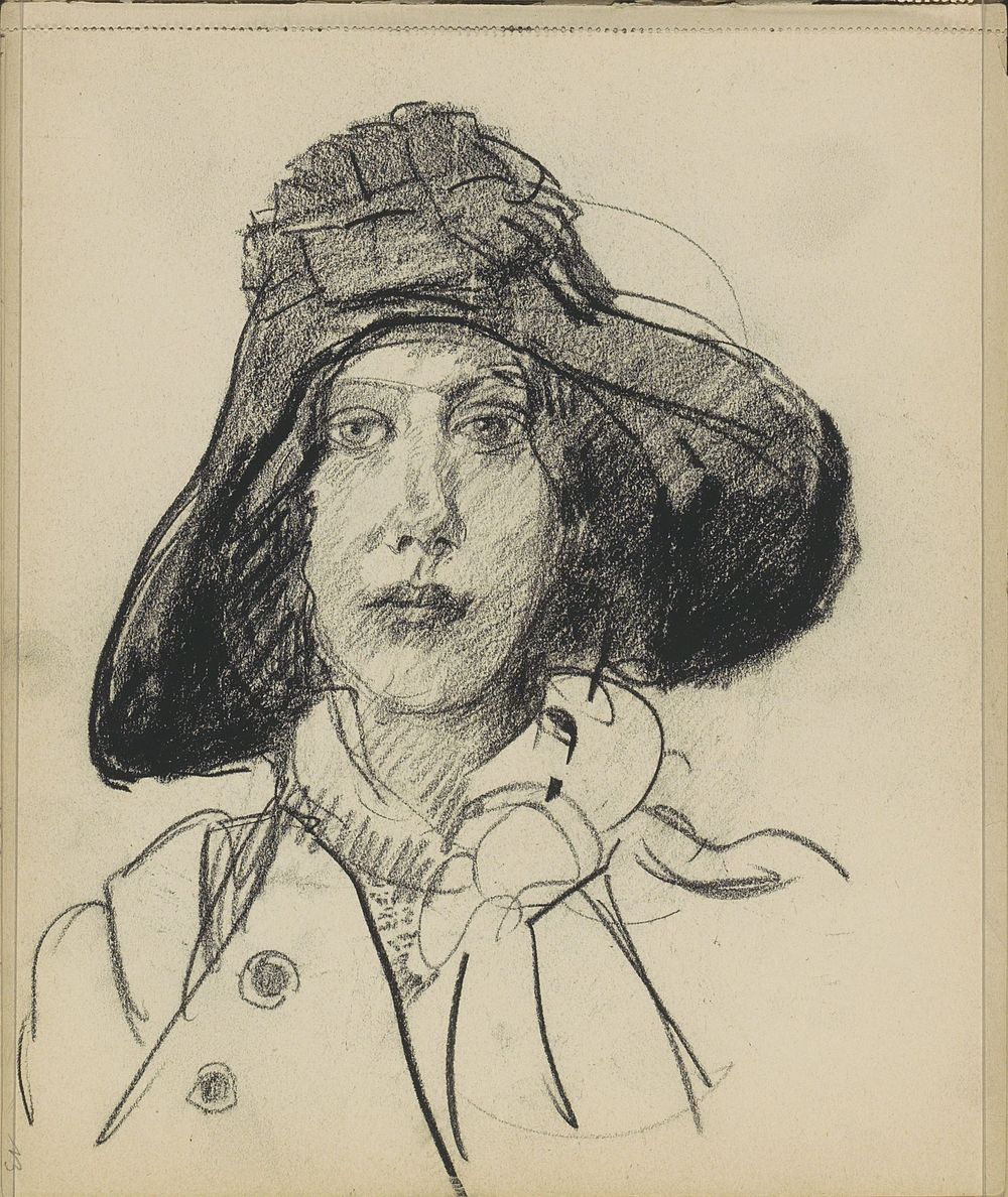 Portret van een onbekende vrouw met hoed (1875 - 1934) by Isaac Israels