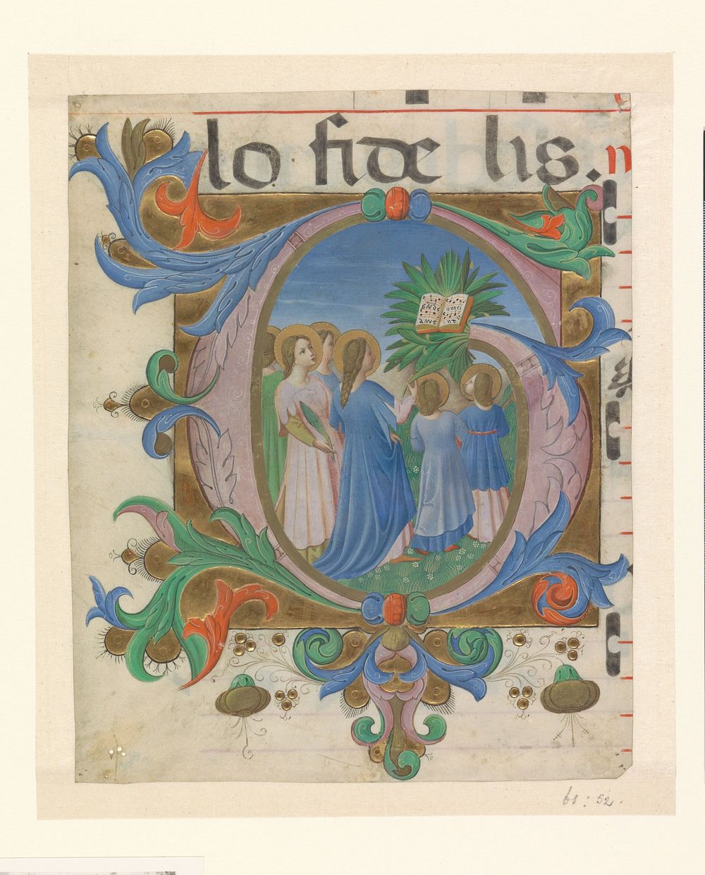 Fragment van een koorboek: initiaal G met zingende martelaren (1400 - 1500) by Lorenzo Monaco and anonymous