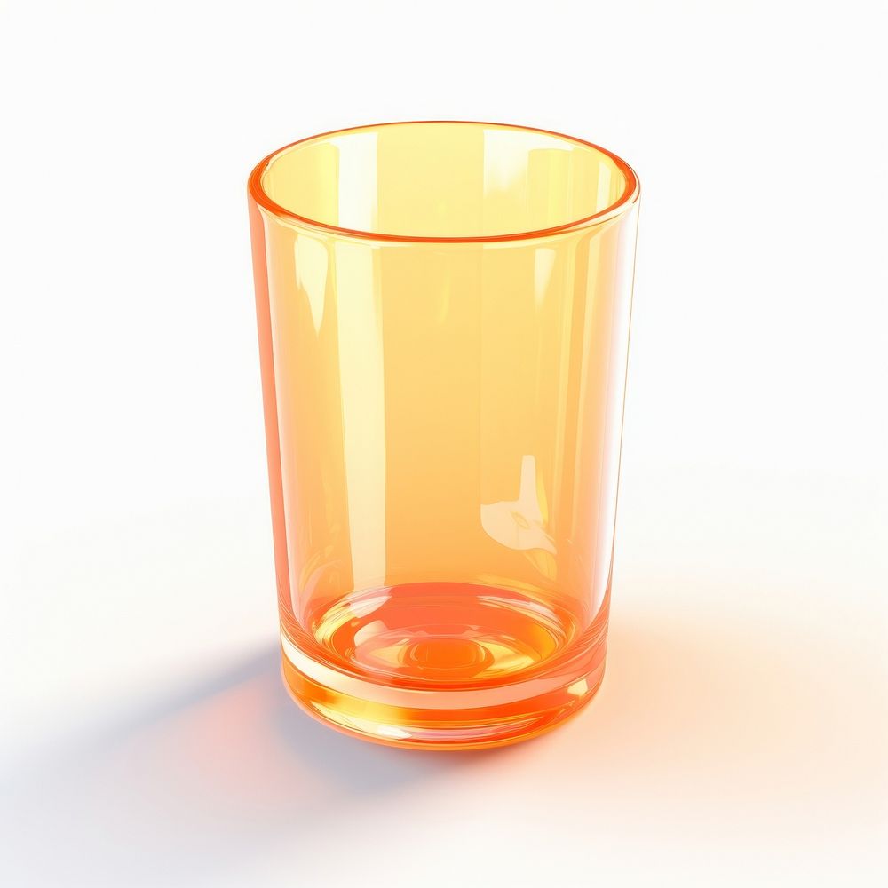 Orange glass vase white background.