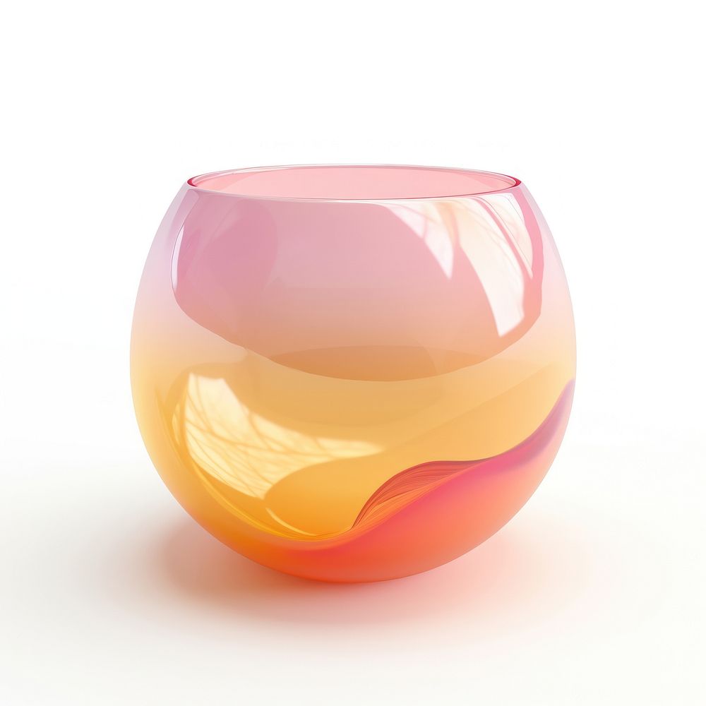 Apricot glass vase white background.