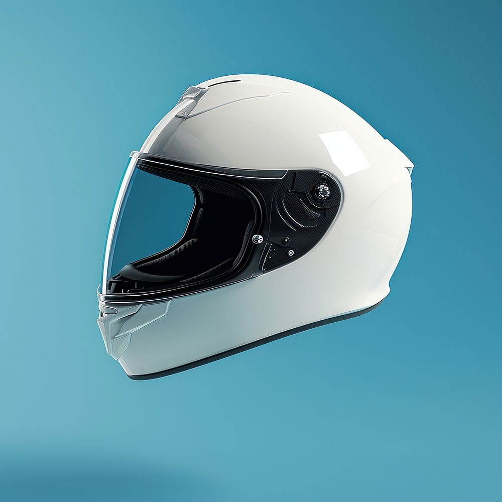 Front side motorcycle helmet  blue protection technology.
