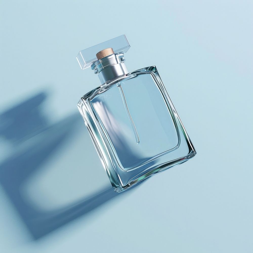 Perfum glass bottle  cosmetics perfume blue.